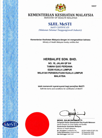 Herbalife certificate